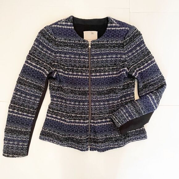 Rebecca Taylor Lurex Tweed Jacker Blazer peplum Zip Front Size 0 $575.00 - Picture 2 of 9